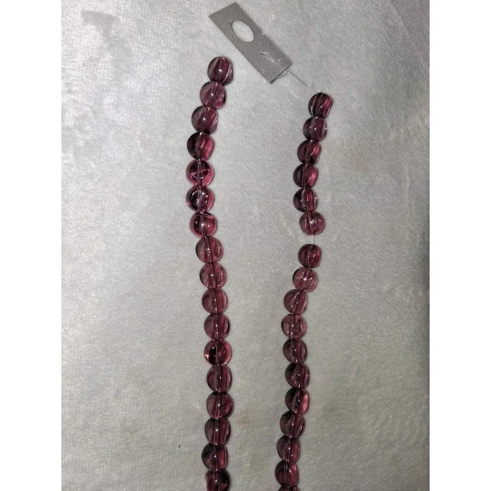 Vintage Plum Purple Glass Beads Strand Translucent Amethyst Wavy Center 2.6 oz
